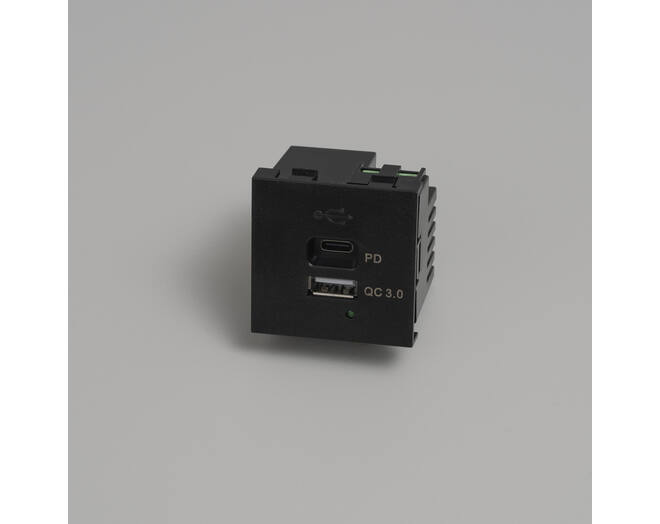 USB Module/USB A + C Quickcharge/45Mm/Black