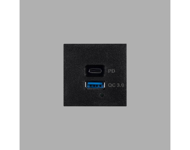 USB Module/USB A + C Quickcharge/45Mm/Black
