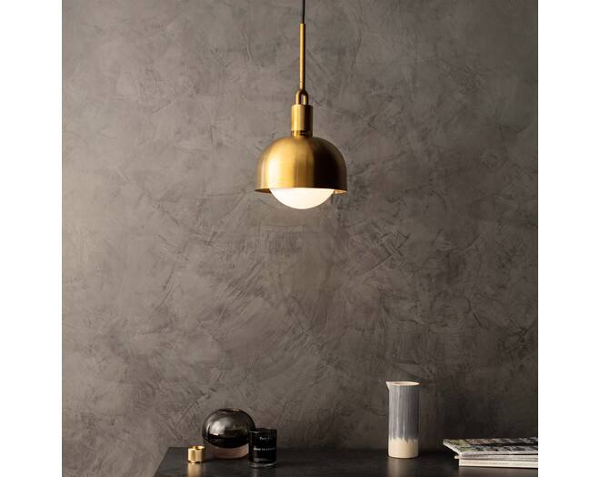 Forked Pendant/Brass/Medium Brass Shade/Medium Opal Gl