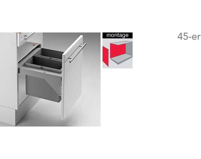 Inbouwafvalemmer type Pullboy-Soft 45 SW met opbergvak