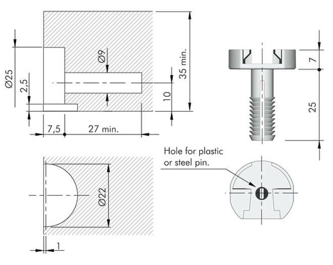 Plankverbinder wit voor TRIS voor plankdikte 25mm