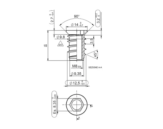 Rampabus staal met rand M8/10 x 15mm verzinkt VE=2000 stuks