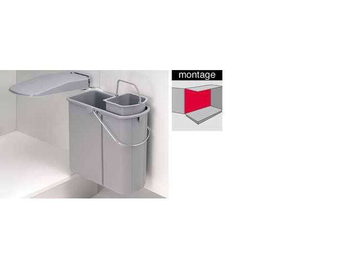Afvalemmer 19 liter met (14+5) 410 x 210 x 470mm, grijs