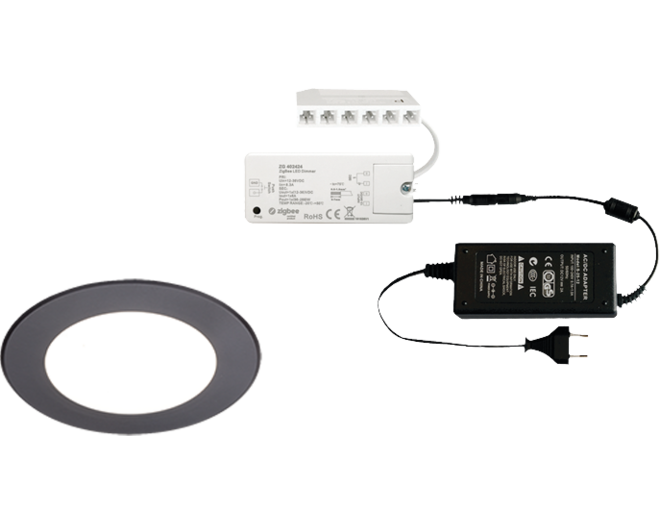 3x Atom mat zwart 24V + ZigBee ontvanger + Driver 24W