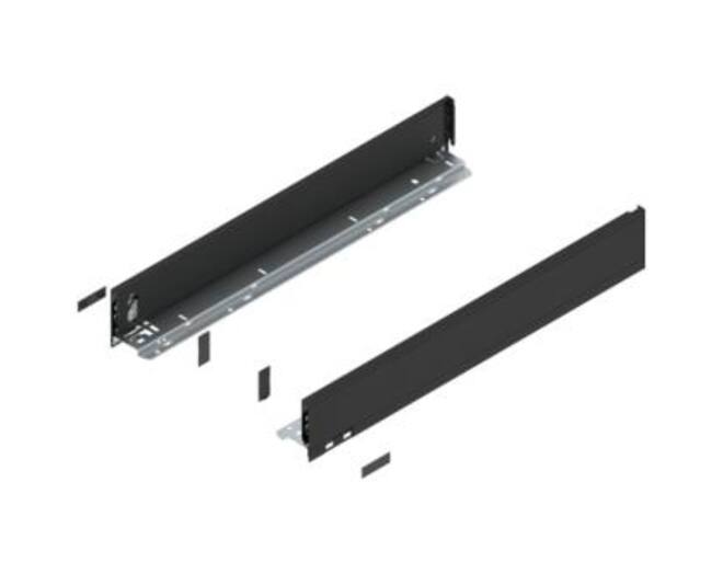 Legrabox ladezijde M 600mm, carbon zwart, hoogte 90,5mm