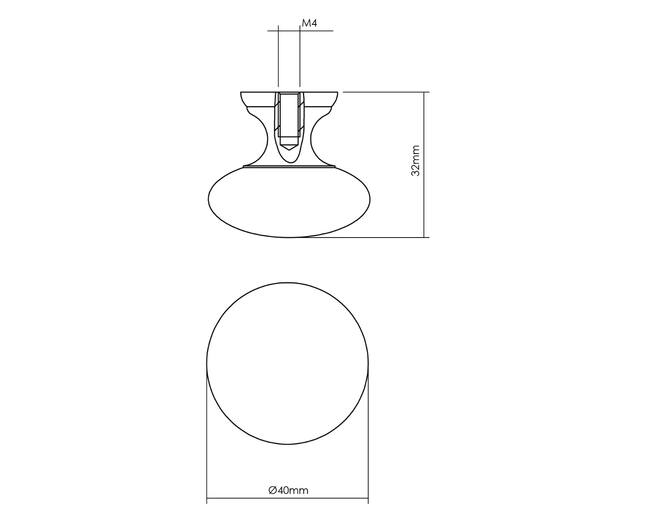 Meubelknop paddenstoel ø40mm zwart