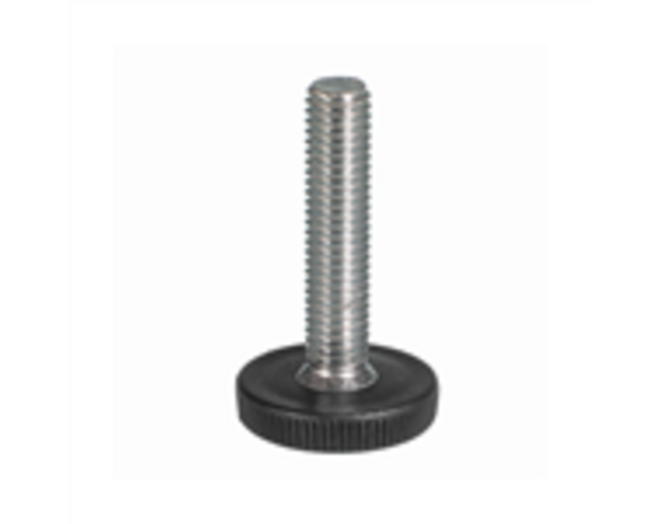 Stelvoet M6x20mm, geribbelde voet, voet 20x6mm