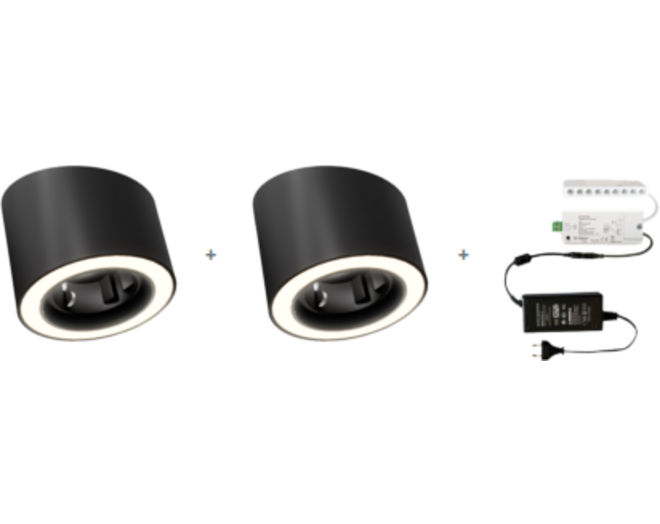 2x Unika mat zwart WCD 24V + MC-Easy + Driver 36W