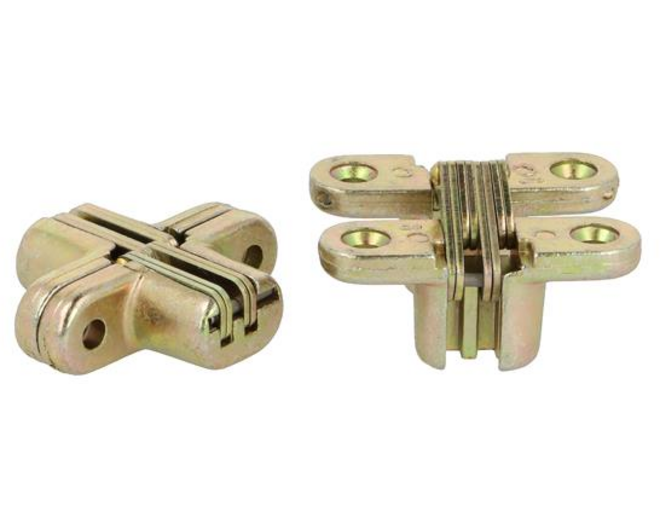 Vici scharnier 44x13mm geel verzinkt