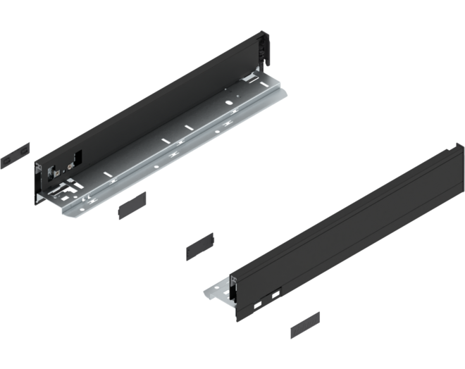 Legrabox ladezijde N 450mm, carbon zwart, hoogte 66,5mm