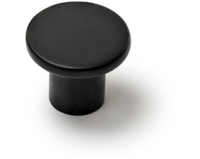 Knop DISC mat zwart 28mm