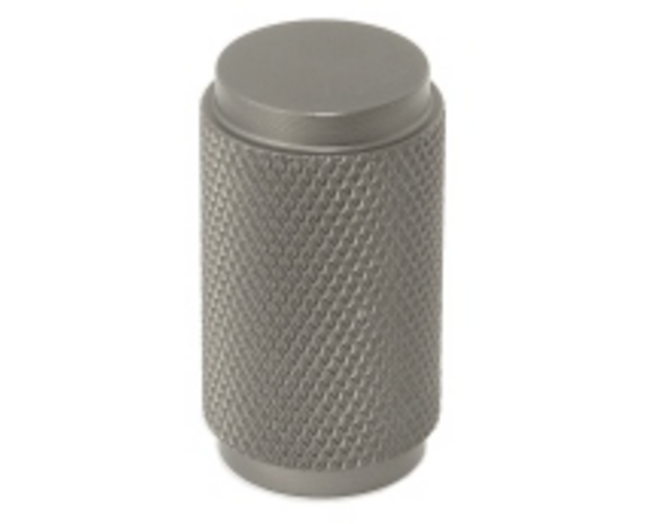 Knop diameter 16mm aluminium geribbeld antraciet hoogte 27mm
