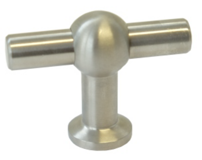 Knop 60x22 RVS look mat - T model, hoogte 45mm