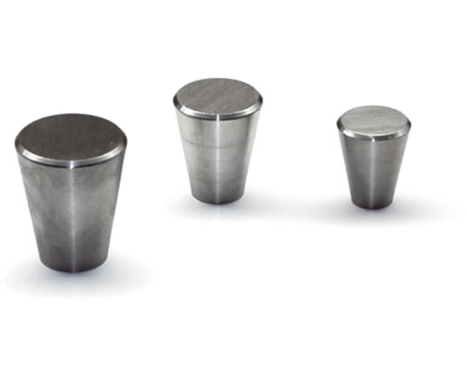 Knop diameter 20mm RVS geborsteld, conisch, hoogte 25mm