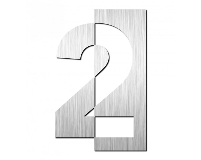 Huisnummer "2" hoogte 125mm, RVS geborsteld