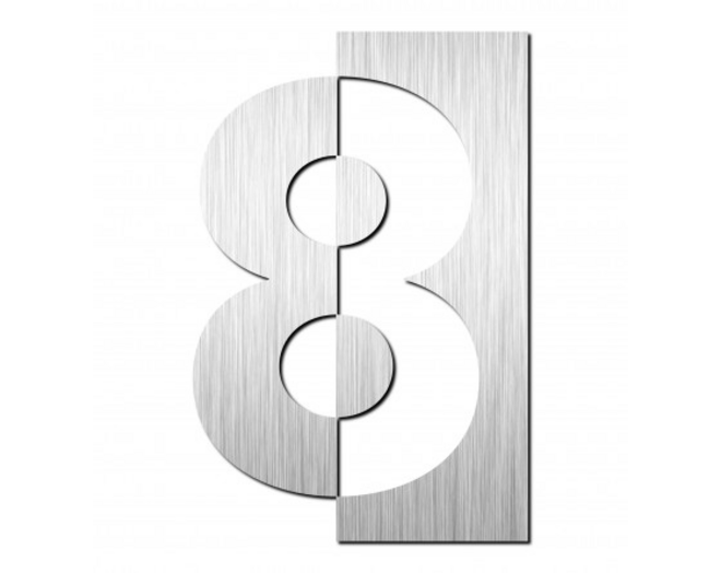 Huisnummer "8" hoogte 125mm, RVS geborsteld