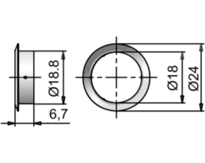 Rozet 18.1mm vernikkeld alle cilindersloten met 18mm