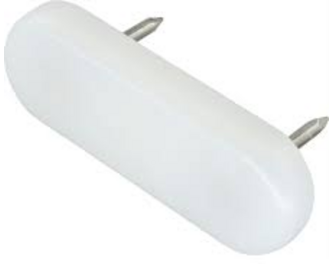 Glijnagel 44x16mm kunststof wit  met 2 stiften