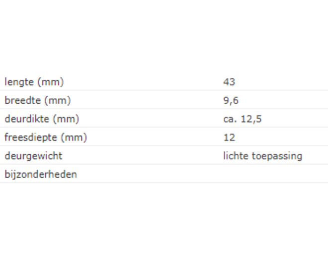 SOSS 101 NP / 9.5x042 mm / deurdikte ca. 13 mm / vernikkeld