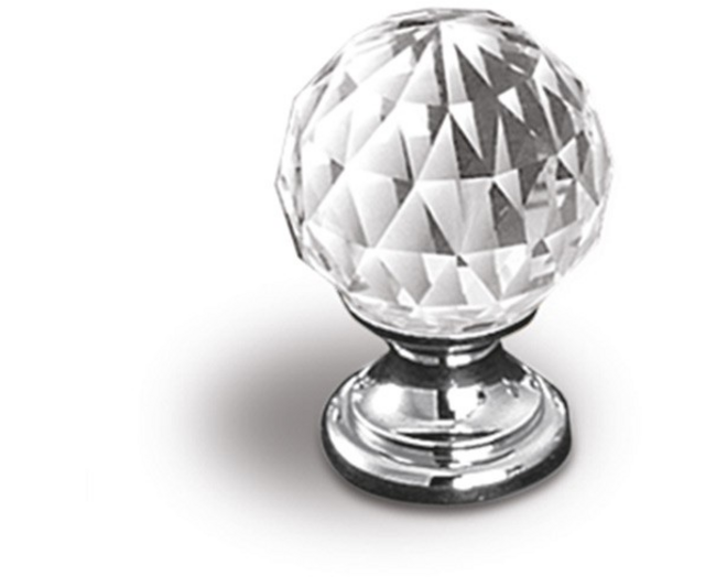 Knop SWAROVSKI CRYSTAL met voet glans chroom, 30mm