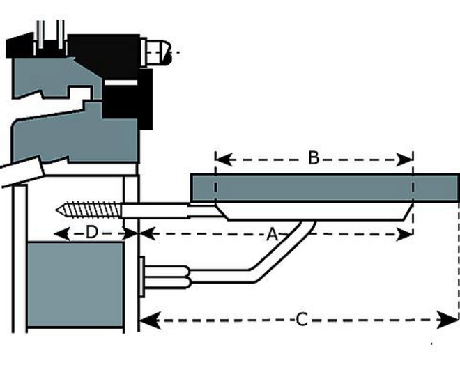 Vensterbankdrager / draagvlak 220mm / staal wit geëpoxeerd