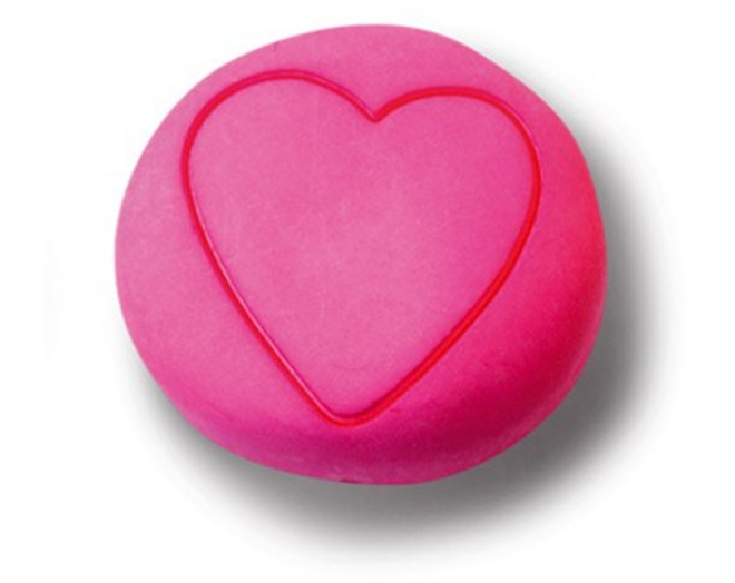 Knop nylon roze met getekend hart 50x48mm