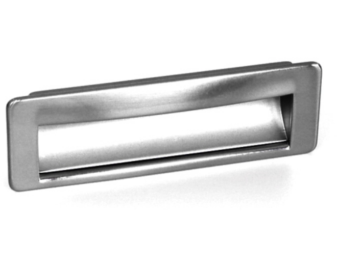 Komgreep buitenmaat 143x49mm RVS look