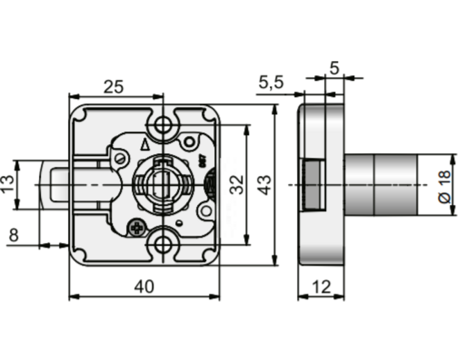 Oplegslot P2 vernikkeld rechts penmaat 25mm schuine schoot