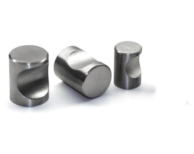 Knop diameter 12mm met uitsparing RVS geborsteld hoogte 22mm
