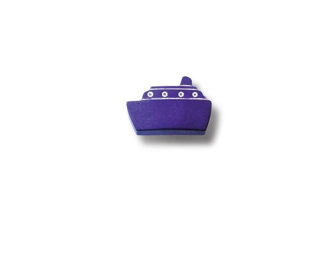Knop nylon BLAUWE STOOMBOOT-vorm 50x35mm