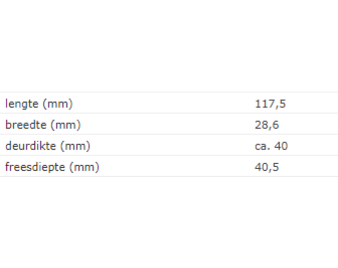 SOSS 218A NP / 28x117 mm / deurdikte ca. 40 mm vernikkeld