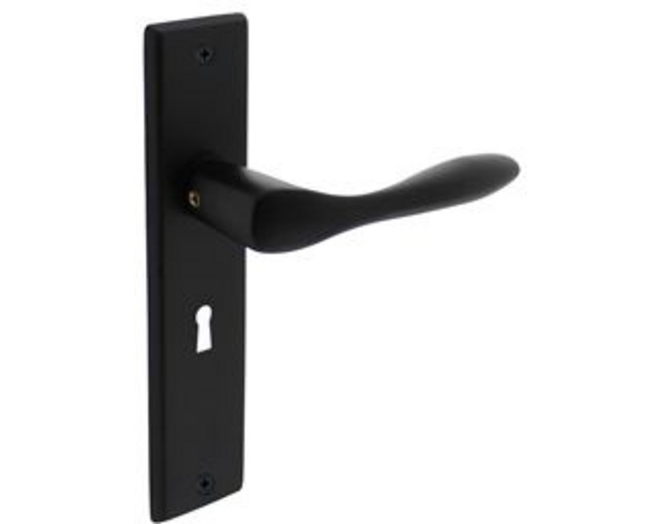 Deurkruk Banaan met schild 181x41x7mm sleutelgat 56mm