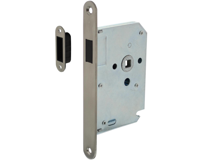 Woningbouw magneet loopslot, voorplaat afgerond rvs