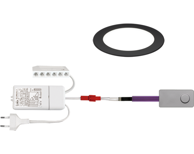 6x Atom mat zwart 24V + Mini Jolly + Mini Pulsdimmer
