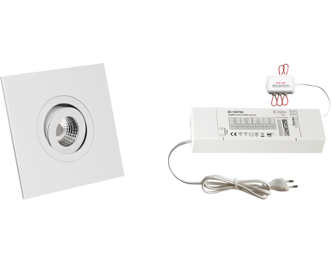 4x Monza vierkant wit + 4x verlengsnoer + ZigBee Driver 30W