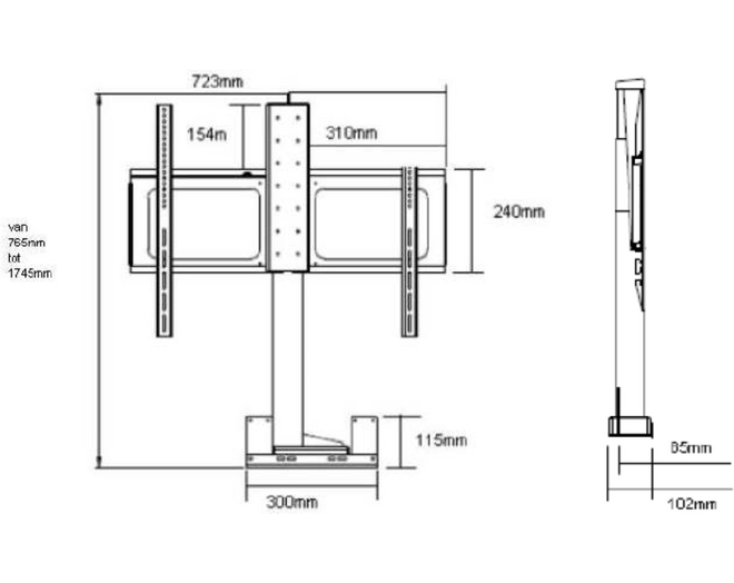 TV lift DL16 PLUS  voor grotere tv's vanaf 55inch
