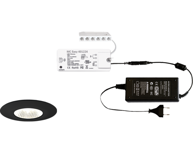 7x Pixel 24V mat zwart + MC-Easy basisontvanger + Driver 24W