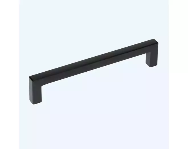 Greep mat zwart, 9x9mm, hoogte 28mm, hartmaat 128mm