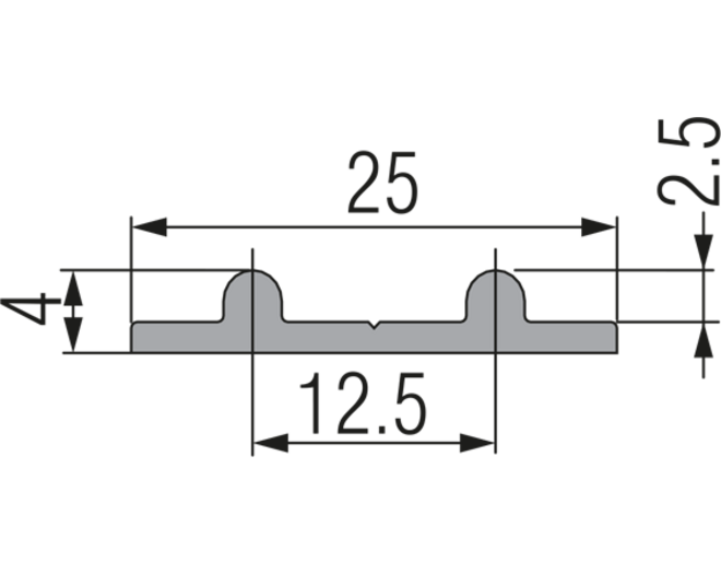 Miniroller onder looprail dubbel, lengte 2500mm