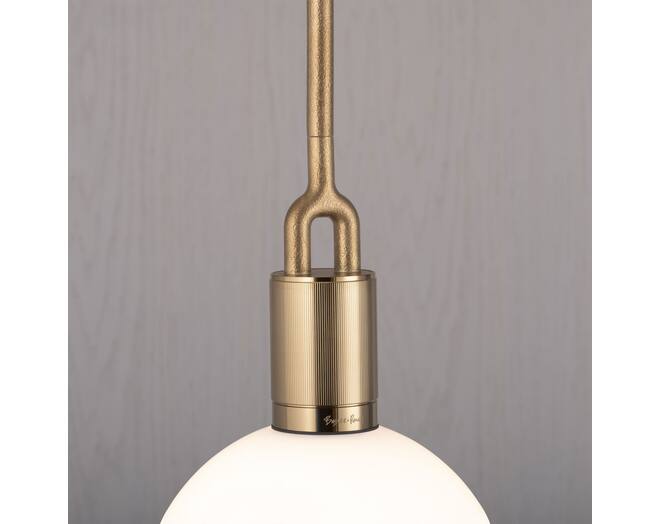 Forked Pendant/Brass/Medium Opal Globe