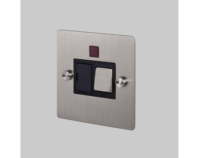 13A Dp Switched Fcu w/ Neon - Steel - Black Interior