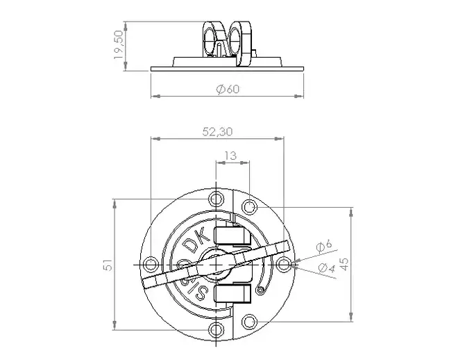 Bladverbinder rond 60mm, dikte 1,5mm vernikkeld