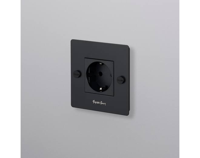 EU 1G Socket/Schuko Type F/w/ B+P Logo/Black