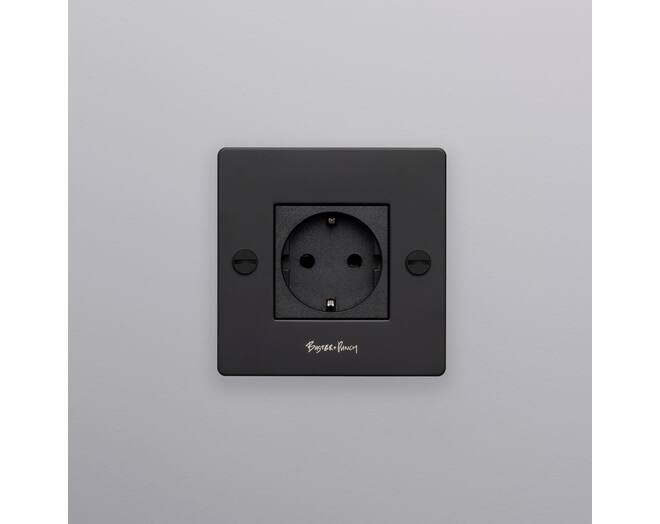 EU 1G Socket/Schuko Type F/w/ B+P Logo/Black