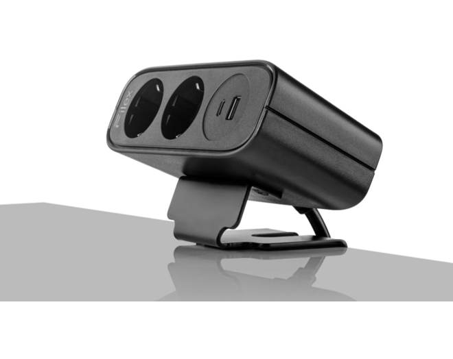 Fellowes power deskup 2.0 zwart 1x USB-C & 1x USB-A 2x 230V