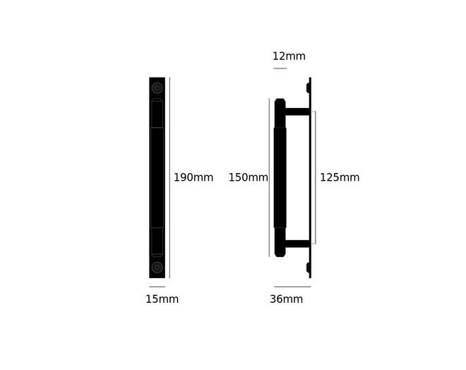 Pull Bar/Plate/Linear/Small 190Mm/Black (Non US)