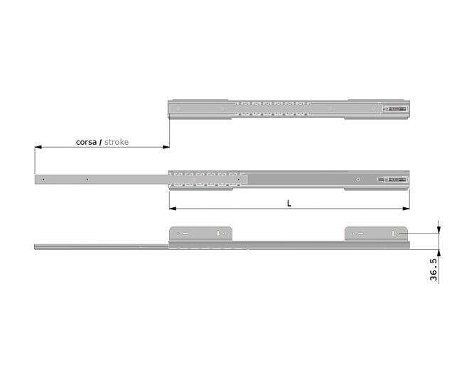 ALIANTE Werktop geleider 600mm, 359mm uittrekbaar, 120kg