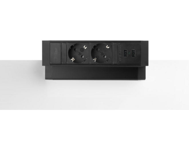 Fellowes power deskup 2.0 Zwart 2x USB-A 2x220V en eGST plug