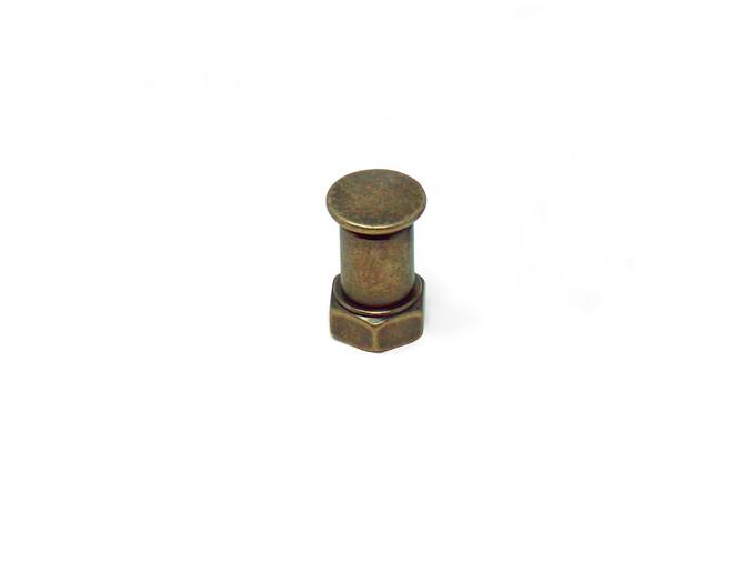 Knop TUBE antiek messing 19mm, hoogte 33mm