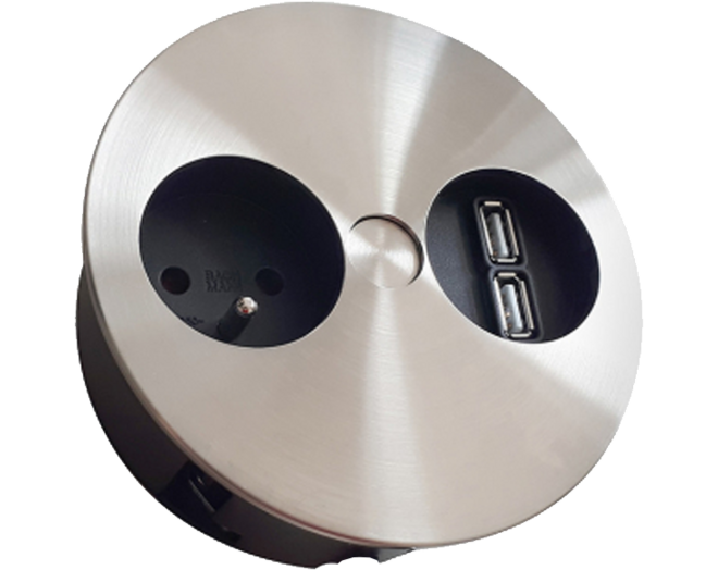 Twist 2 rond RVS-look met 1x wcd + USB A + C lader